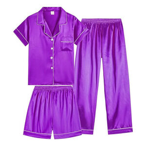 Vopmocld Unisex Satin Pajama 3 Piece Set in Purple​​